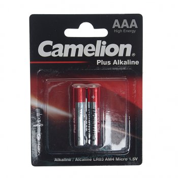 138 р. Батарейка AAA LR03 1.5V блистер (2шт.) Alkaline Plus CAMELION CAMELION c-lr03p(2)бл  с доставкой в г. Майкоп. Увеличить фотографию 1