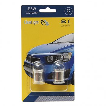 91 р. Лампа 24V R5W BA15s блистер (2шт.) CLEARLIGHT CLEARLIGHT cl-r5w-24v 2b  с доставкой в г. Майкоп. Увеличить фотографию 1