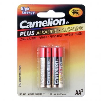 141 р. Батарейка AA LR6 1.5V блистер (2шт.) Alkaline Plus CAMELION CAMELION c-lr6p(2)бл  с доставкой в г. Майкоп. Увеличить фотографию 1