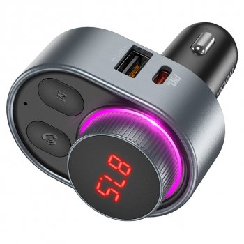 1 279 р. Устройство зарядное в прикуриватель с трансмиттером (bluetooth,hands free) HOCO HOCO e72 metal gray  с доставкой в г. Майкоп. Увеличить фотографию 3