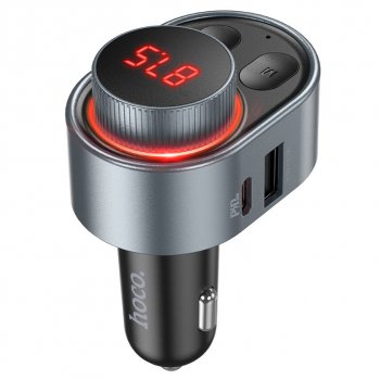 1 279 р. Устройство зарядное в прикуриватель с трансмиттером (bluetooth,hands free) HOCO HOCO e72 metal gray  с доставкой в г. Майкоп. Увеличить фотографию 4