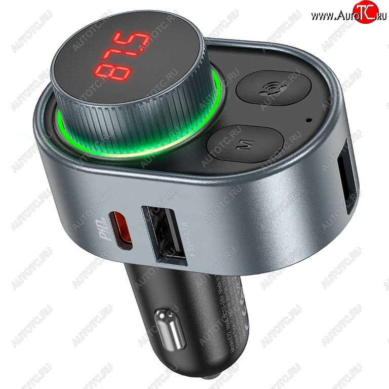 1 279 р. Устройство зарядное в прикуриватель с трансмиттером (bluetooth,hands free) HOCO HOCO e72 metal gray  с доставкой в г. Майкоп