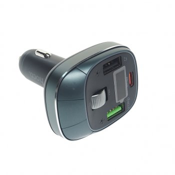 1 669 р. Устройство зарядное в прикуриватель с трансмиттером (bluetooth,hands free) HOCO HOCO e76 серый  с доставкой в г. Майкоп. Увеличить фотографию 2