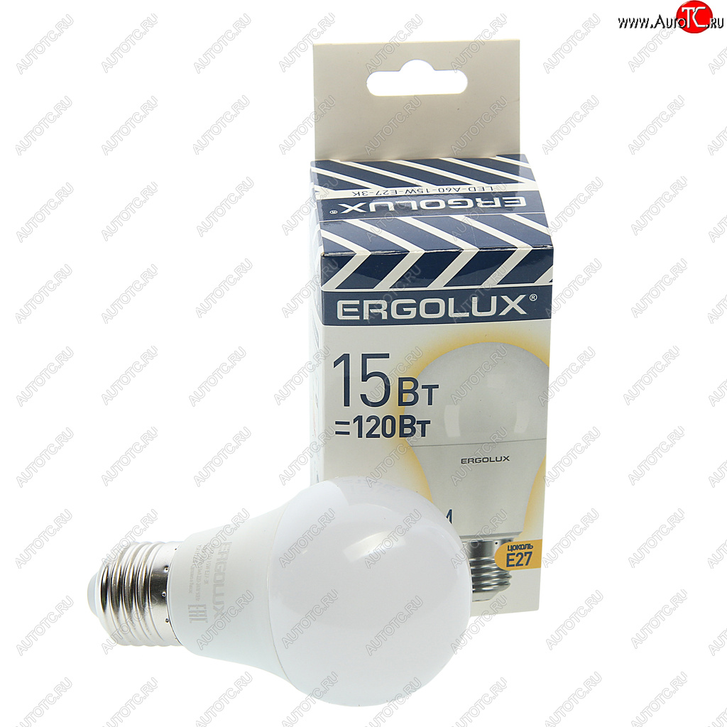 76 р. Лампа светодиодная E27 A60 15W (120W) 220V теплый ERGOLUX ERGOLUX el-led-a60-15w-e27-3k  с доставкой в г. Майкоп