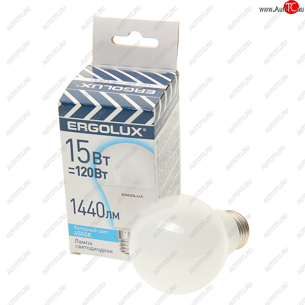 76 р. Лампа светодиодная E27 A60 15W (120W) 220V холодный ERGOLUX ERGOLUX el-led-a60-15w-e27-4k  с доставкой в г. Майкоп