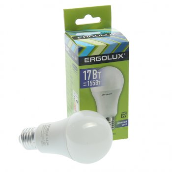 125 р. Лампа светодиодная E27 A60 17W (155W) 220V холодный ERGOLUX ERGOLUX el-led-a60-17w-e27-6k  с доставкой в г. Майкоп. Увеличить фотографию 1