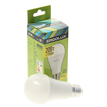 124 р. Лампа светодиодная E27 A60 20W (190W) 220V теплый ERGOLUX ERGOLUX el-led-a65-20w-e27-3k  с доставкой в г. Майкоп. Увеличить фотографию 1