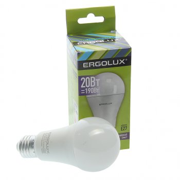 136 р. Лампа светодиодная E27 A65 20W (190W) 220V холодный ERGOLUX ERGOLUX el-led-a65-20w-e27-6k  с доставкой в г. Майкоп. Увеличить фотографию 1
