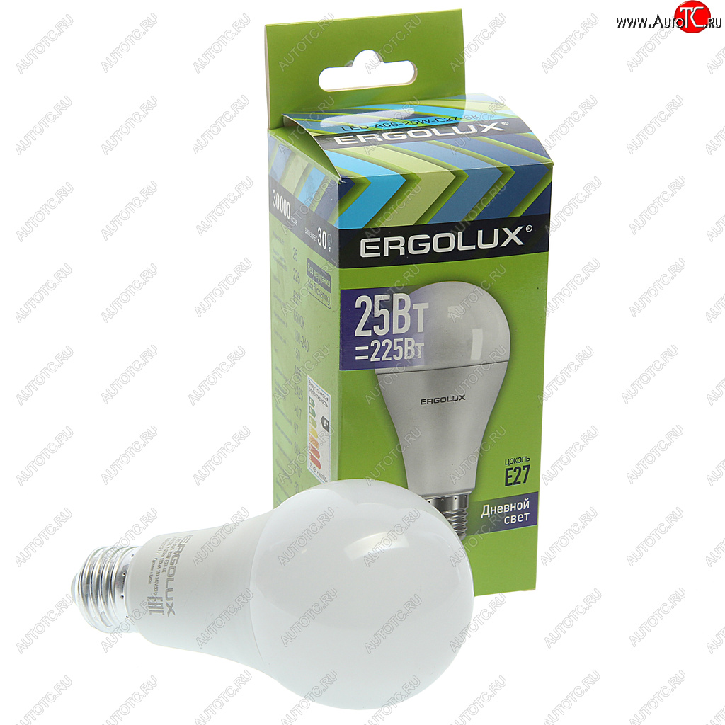194 р. Лампа светодиодная E27 A65 25W (225W) 220V холодный ERGOLUX ERGOLUX el-led-a65-25w-e27-6k  с доставкой в г. Майкоп