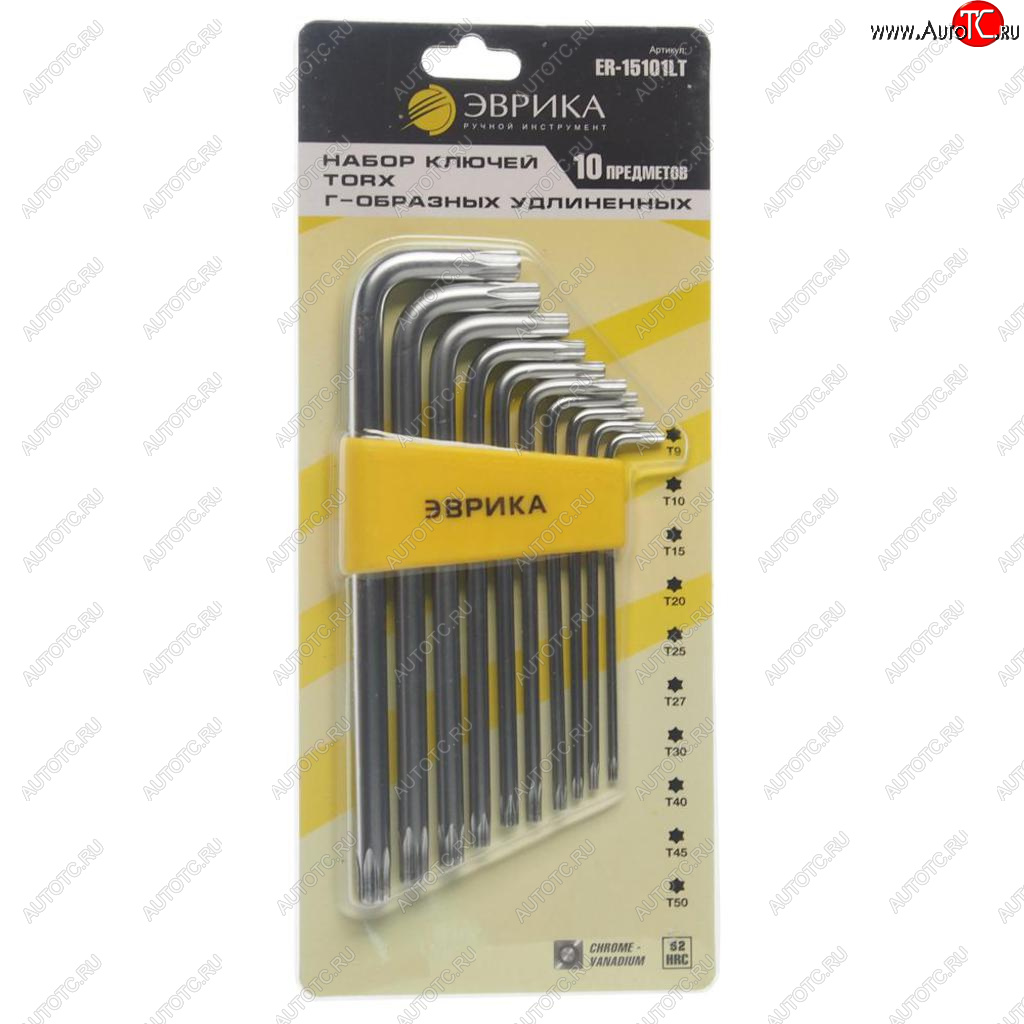 459 р. Набор ключей TORX T9-Т50 Г-образных удлиненных 10 предметов ЭВРИКА ЭВРИКА er-15101lt  с доставкой в г. Майкоп