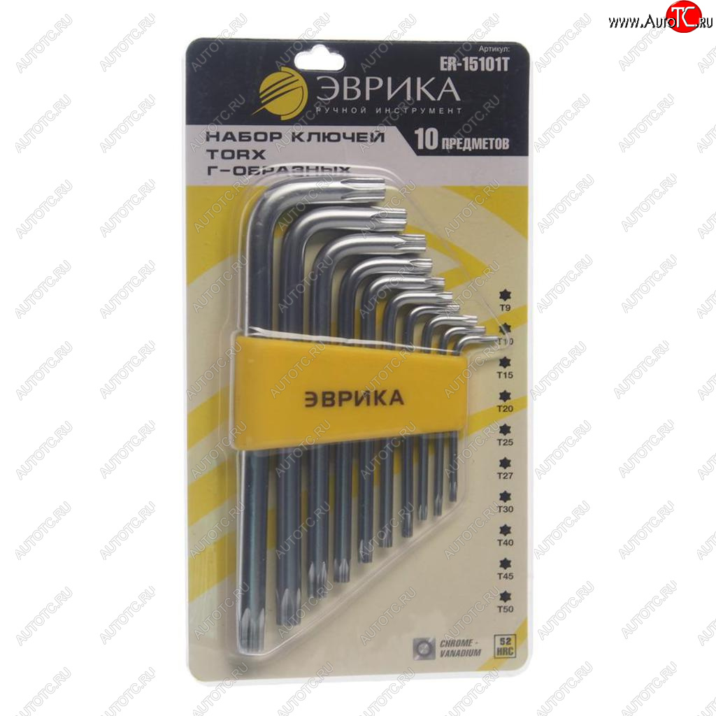 359 р. Набор ключей TORX T9-Т50 Г-образных 10 предметов ЭВРИКА ЭВРИКА er-15101t  с доставкой в г. Майкоп