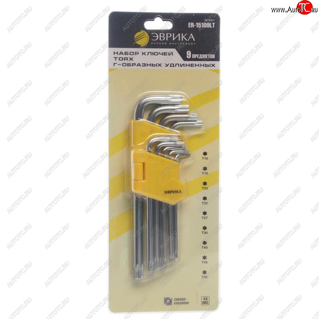479 р. Набор ключей TORX T10-Т50 Г-образных удлиненных 9 предметов ЭВРИКА ЭВРИКА er-15109lt  с доставкой в г. Майкоп