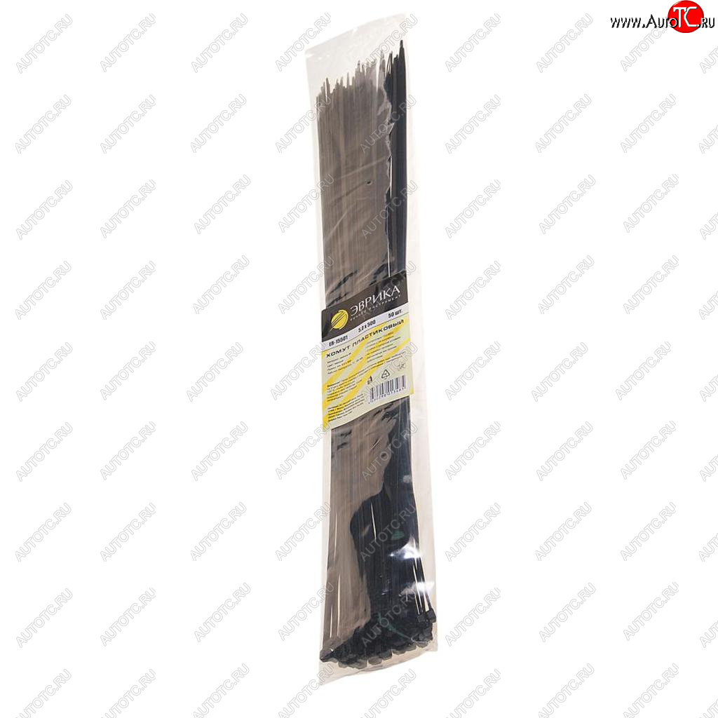 275 р. Хомут-стяжка 500х5.0 пластик черный (50шт.) ЭВРИКА ЭВРИКА er-15501  с доставкой в г. Майкоп