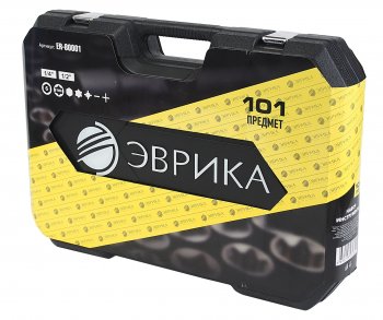 7 299 р. Набор инструментов 101 предмет слесарно-монтажный 1/4,1/2 6-ти гран. ЭВРИКА ЭВРИКА er-80001 ЭВРИКА er-80001  с доставкой в г. Майкоп. Увеличить фотографию 6