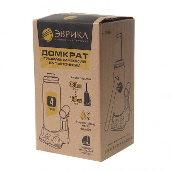 1 559 р. Домкрат бутылочный 4т 195-380мм с клапаном (ремкомплект) ЭВРИКА ЭВРИКА er-80041  с доставкой в г. Майкоп. Увеличить фотографию 3