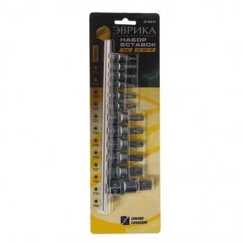 939 р. Набор бит-головок 14, 38, 12 TORX T10-T60 12 предметов ЭВРИКА ЭВРИКА er-95070  с доставкой в г. Майкоп. Увеличить фотографию 1