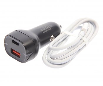 619 р. Устройство зарядное в прикуриватель 1USB + 1 Type C 12V кабель USB Type C EARLDOM EARLDOM es-cc2c black  с доставкой в г. Майкоп. Увеличить фотографию 1