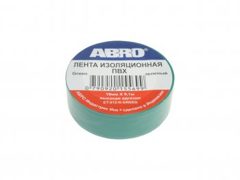 52 р. Изолента ПВХ зеленая 18ммх9.1м ABRO ABRO et-912-18-10-grn-rw  с доставкой в г. Майкоп. Увеличить фотографию 1