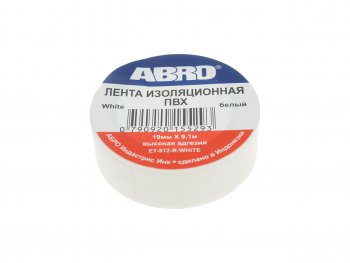 52 р. Изолента ПВХ белая 18ммх9.1м ABRO ABRO et-912-18-10-wht-rw  с доставкой в г. Майкоп. Увеличить фотографию 1