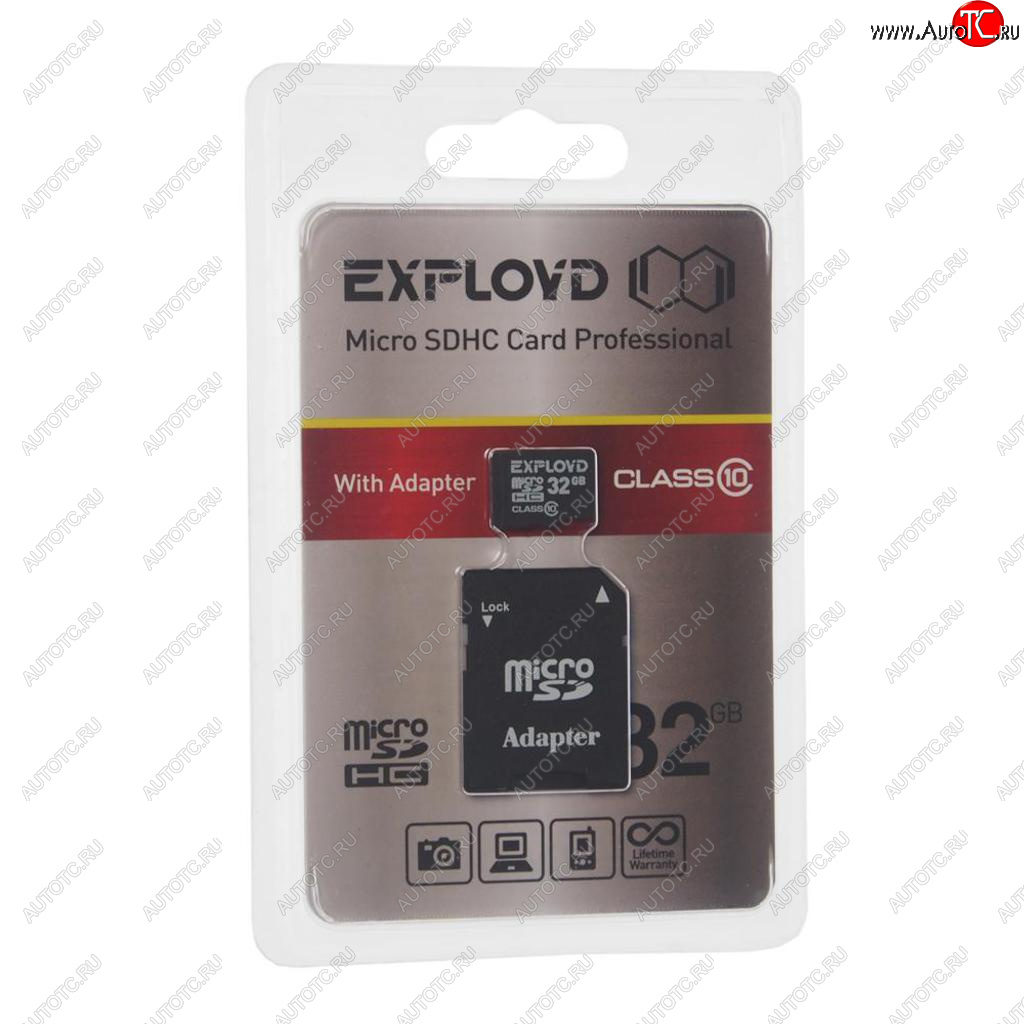 399 р. Карта памяти 32GB MicroSD class 10 + SD адаптер EXPLOYD EXPLOYD ex032gcsdhc10-ad  с доставкой в г. Майкоп