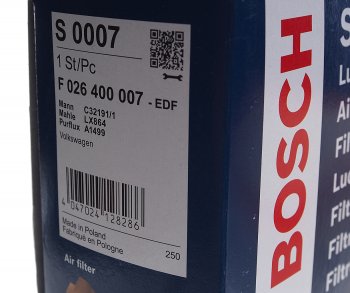 1 289 р. Фильтр воздушный VW T5 (03-) (для пыльных условий) BOSCH BOSCH f026400007  с доставкой в г. Майкоп. Увеличить фотографию 3