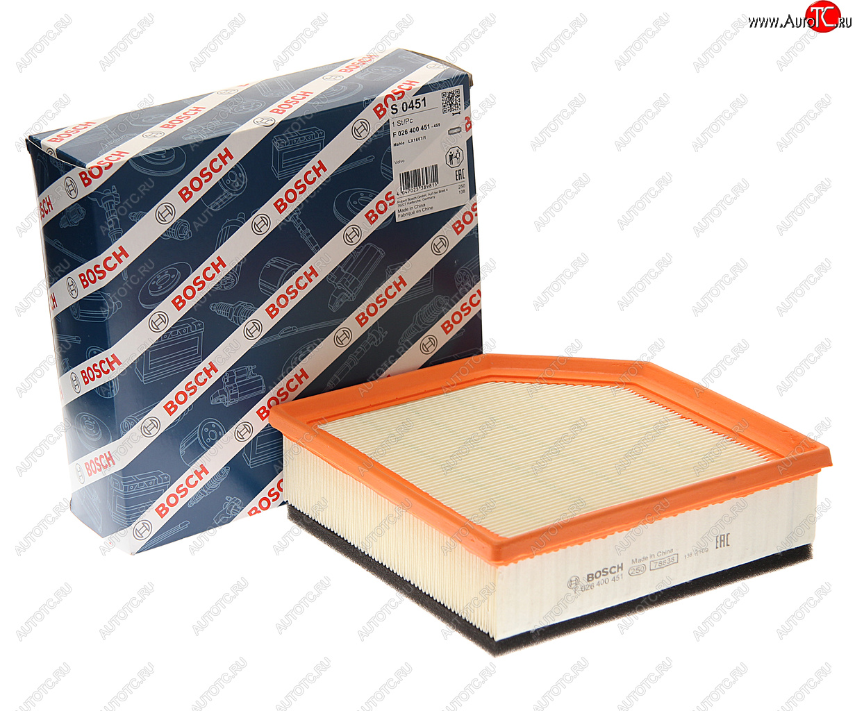 1 799 р. Фильтр воздушный VOLVO XC90 (06-10) (3.2) BOSCH BOSCH f026400451 BOSCH f026400451  с доставкой в г. Майкоп