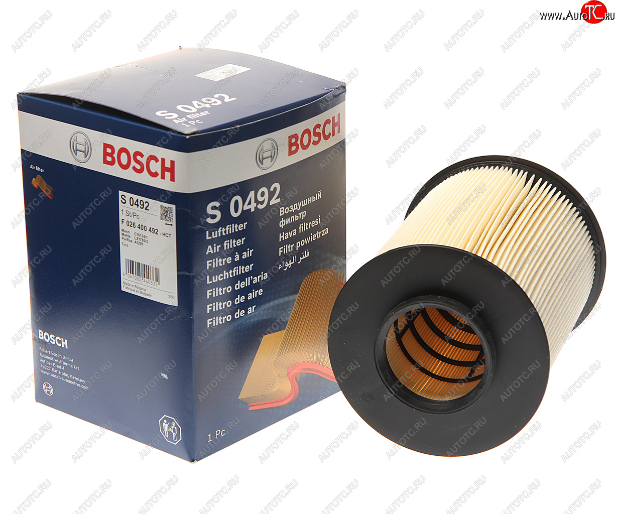 1 169 р. Фильтр воздушный FORD Focus 2,3,Kuga (08-) VOLVO S40 (07-) (круглый) BOSCH BOSCH f026400492  с доставкой в г. Майкоп