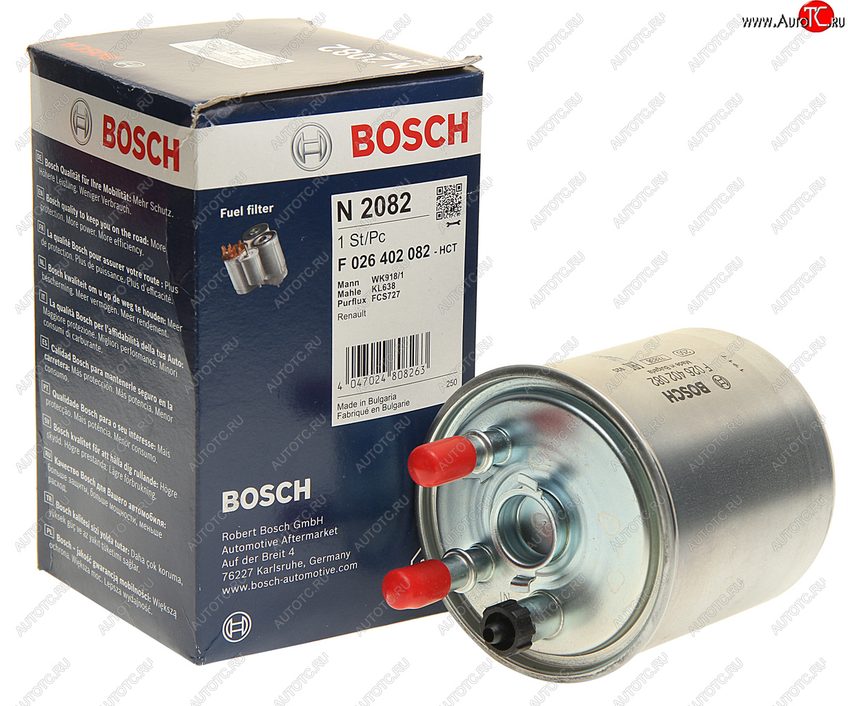 2 499 р. Фильтр топливный RENAULT Laguna 3 (09-) (2.0 D),Kangoo 2 (1.5 D) BOSCH BOSCH f026402082 BOSCH f026402082  с доставкой в г. Майкоп