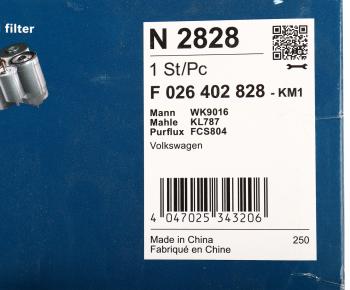 3 299 р. Фильтр топливный VW Amarok (09-12) BOSCH BOSCH f026402828 BOSCH f026402828  с доставкой в г. Майкоп. Увеличить фотографию 5