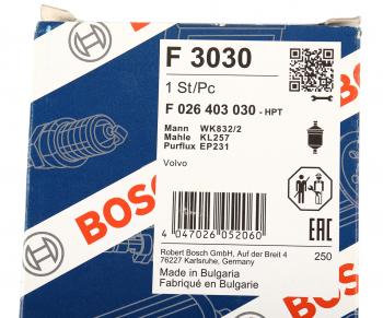 1 649 р. Фильтр топливный VOLVO S60,S80,V70 (03-) BOSCH BOSCH f026403030  с доставкой в г. Майкоп. Увеличить фотографию 4