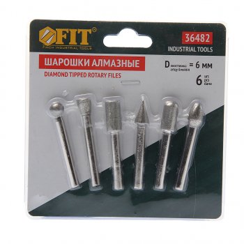 679 р. Набор шарошек по керамике 6шт. алмазные FIT FIT ф-36482  с доставкой в г. Майкоп. Увеличить фотографию 1