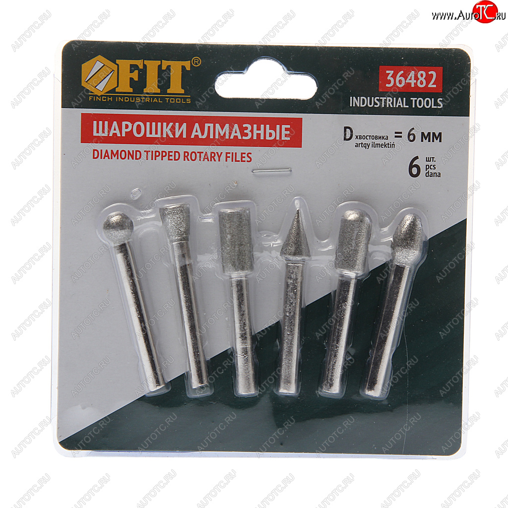 679 р. Набор шарошек по керамике 6шт. алмазные FIT FIT ф-36482  с доставкой в г. Майкоп
