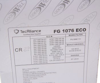 1 089 р. Фильтр топливный КАМАЗ-5490 MERCEDES Actros GOODWILL GOODWILL fg 1076 eco GOODWILL fg 1076 eco  с доставкой в г. Майкоп. Увеличить фотографию 3