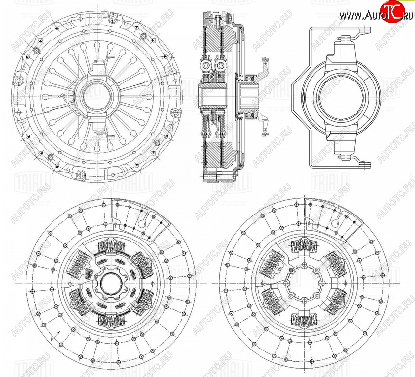 133 999 р. Сцепление VOLVO FH13 комплект (с выжимным подшипником,диск выжимной 1шт.) d=400 TRIALLI TRIALLI fr825 TRIALLI fr825  с доставкой в г. Майкоп