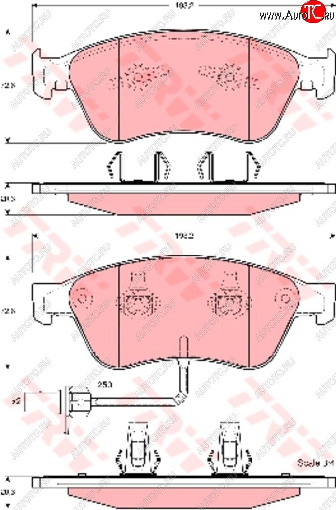 8 649 р. Колодки тормозные передние (4шт.) TRW Audi A8 D3 дорестайлинг (2002-2005)  с доставкой в г. Майкоп