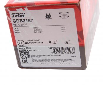 2 669 р. Колодки тормозные передние (4шт.) TRW Лада XRAY (2016-2022)  с доставкой в г. Майкоп. Увеличить фотографию 4