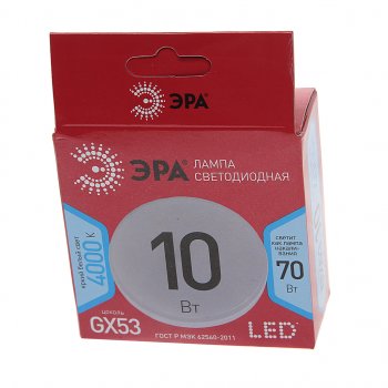 76 р. Лампа светодиодная GX53 10W(70W) 220V теплый ЭРА ЭРА gx-10w-840-gx53r  с доставкой в г. Майкоп. Увеличить фотографию 3