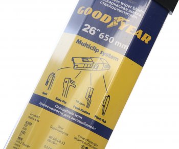 869 р. Щетка стеклоочистителя 650мм бескаркасная Multiclip Frameless GOODYEAR GOODYEAR gy000426  с доставкой в г. Майкоп. Увеличить фотографию 3