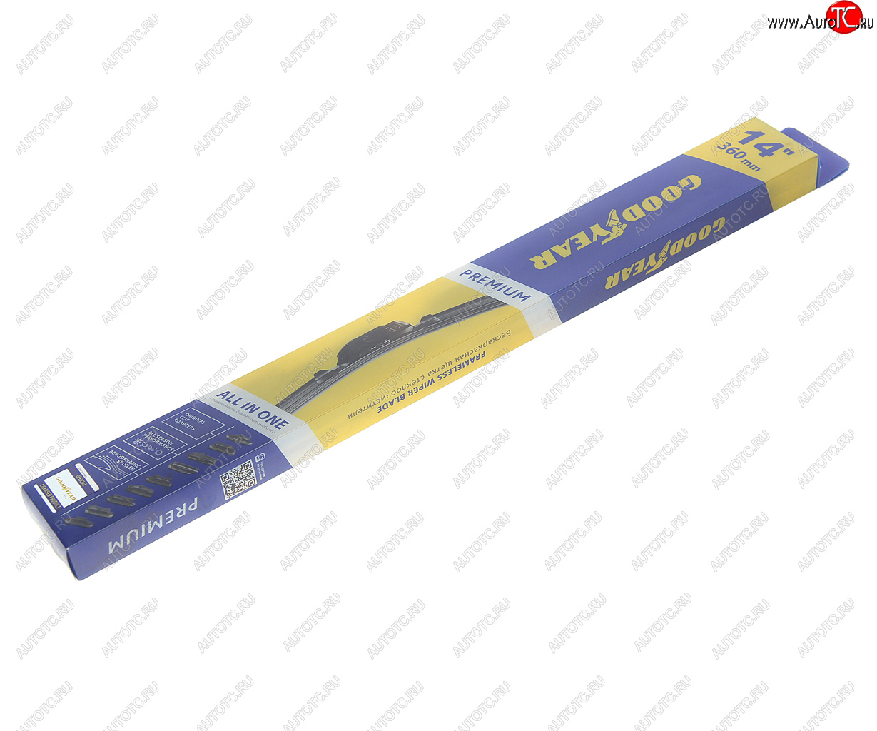 1 059 р. Щетка стеклоочистителя 360мм бескаркасная (8 адаптеров) Premium GOODYEAR GOODYEAR gy000434  с доставкой в г. Майкоп