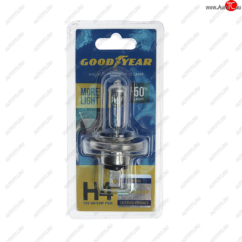 559 р. Лампа 12V H4 6055W P43t блистер (1шт.) More Light GOODYEAR GOODYEAR gy014125  с доставкой в г. Майкоп