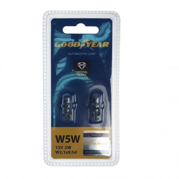 110 р. Лампа 12V W5W T10W W2.1x9.5d блистер (2шт.) GOODYEAR GOODYEAR gy015206  с доставкой в г. Майкоп. Увеличить фотографию 1