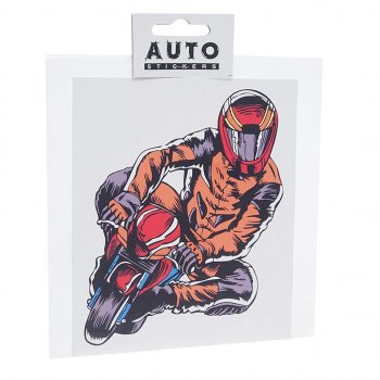 95 р. Наклейка виниловая вырезанная Мотоциклист полноцветная 13х16см AUTOSTICKERS AUTOSTICKERS хбл 03  с доставкой в г. Майкоп. Увеличить фотографию 1