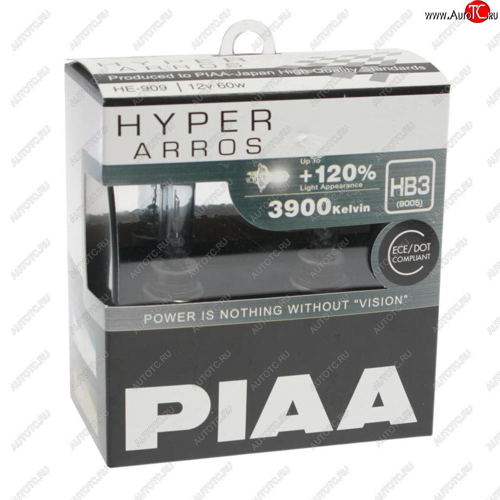 1 499 р. Лампа 12V HB3 60W +120% бокс (2шт.) Hyper Arros PIAA PIAA (Пиаа) he-909-hb3 PIAA (Пиаа) he-909-hb3  с доставкой в г. Майкоп