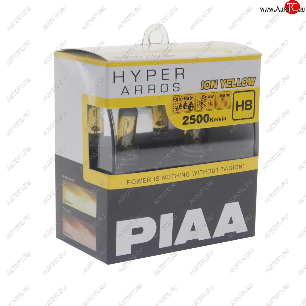 2 179 р. Лампа 12V H8 35W PGJ19-1 2500K бокс (2шт.) Hyper Arros Ion Yellow PIAA PIAA (Пиаа) he-994y-h8 PIAA (Пиаа) he-994y-h8  с доставкой в г. Майкоп