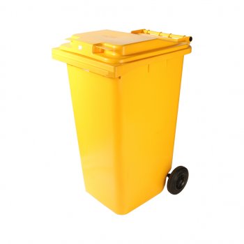 4 549 р. Контейнер мусорный 240л на колесах желтый 23.С29 IPLAST IPLAST ip-356604  с доставкой в г. Майкоп. Увеличить фотографию 1
