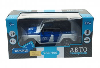 3 289 р. Модель автомобиля УАЗ-469 (полиция) металлическая (1:24) АВТОПАНОРАМА АВТОПАНОРАМА jb1200146  с доставкой в г. Майкоп. Увеличить фотографию 2