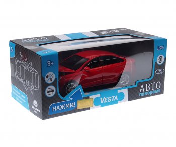 2 759 р. Модель автомобиля ЛАДА Vesta красная металлическая (1:24) АВТОПАНОРАМА АВТОПАНОРАМА jb1251125  с доставкой в г. Майкоп. Увеличить фотографию 1