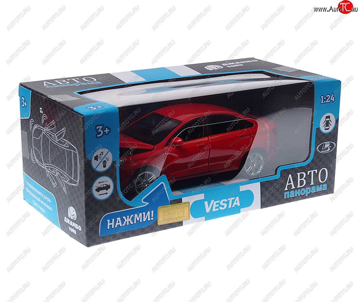 2 759 р. Модель автомобиля ЛАДА Vesta красная металлическая (1:24) АВТОПАНОРАМА АВТОПАНОРАМА jb1251125  с доставкой в г. Майкоп