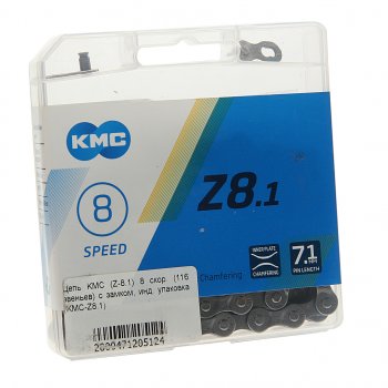 1 279 р. Цепь велосипедная 116 звеньев 12х332 8 скоростей KMC KMS kmc-z8.1  с доставкой в г. Майкоп. Увеличить фотографию 1
