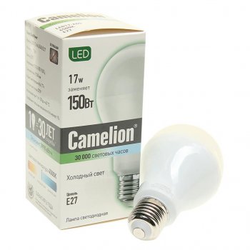 210 р. Лампа светодиодная E27 A65 17W (150W) 220V холодный BasicPower CAMELION CAMELION led17-a65845e27  с доставкой в г. Майкоп. Увеличить фотографию 1